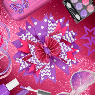 Lily Frilly Pink & Purple Hair Bow